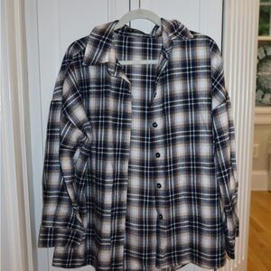 Blue/ Brown Flannel Button Down